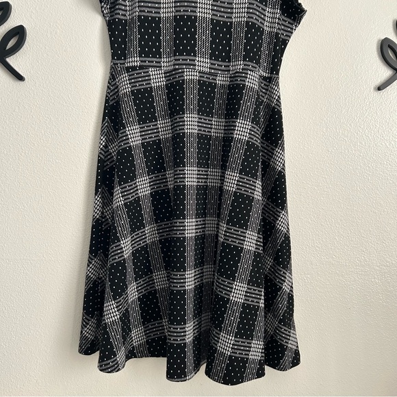 Anthropologie Zoe Maeve Black & White Plaid Polka Dot Knit Dress | Size XL - Picture 7 of 10
